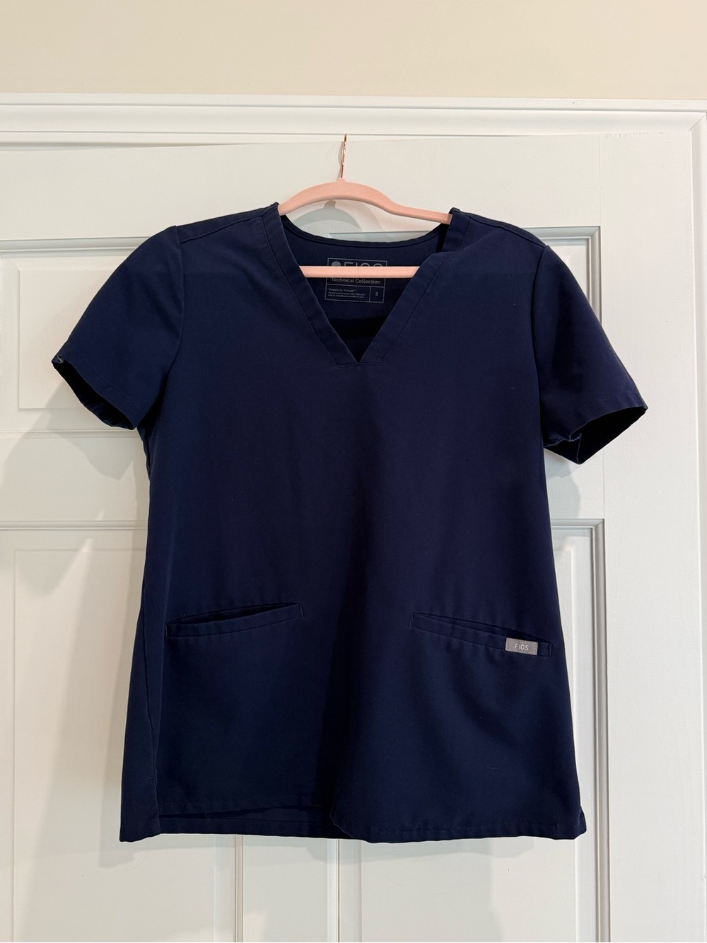 Figs Navy Short-Sleeve V-Neck Scrub Top